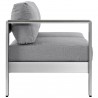 Modway Shore Left-Arm Corner Sectional Outdoor Patio Aluminum Loveseat - Silver Gray - Side Angle