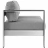 Modway Shore Left-Arm Corner Sectional Outdoor Patio Aluminum Loveseat - Silver Gray - Side Angle - Modway Shore Left-Arm Corner Sectional Outdoor Patio Aluminum Loveseat - Silver Gray - Side Angle