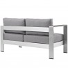 Modway Shore Left-Arm Corner Sectional Outdoor Patio Aluminum Loveseat - Silver Gray - Back Side Angle