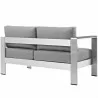 Modway Shore Left-Arm Corner Sectional Outdoor Patio Aluminum Loveseat - Silver Gray - Back Side Angle - Modway Shore Left-Arm Corner Sectional Outdoor Patio Aluminum Loveseat - Silver Gray - Back Side Angle