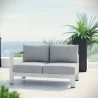 Modway Shore Left-Arm Corner Sectional Outdoor Patio Aluminum Loveseat - Silver Gray - Lifestyle - Modway Shore Left-Arm Corner Sectional Outdoor Patio Aluminum Loveseat - Silver Gray - Lifestyle
