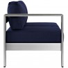 Modway Shore Left-Arm Corner Sectional Outdoor Patio Aluminum Loveseat in Silver NavyModway Shore Left-Arm Corner Sectional Outdoor Patio Aluminum Loveseat in Silver Navy - Side Angle