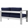 Modway Shore Left-Arm Corner Sectional Outdoor Patio Aluminum Loveseat in Silver NavyModway Shore Left-Arm Corner Sectional Outdoor Patio Aluminum Loveseat in Silver Navy - Back Side Angle