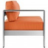 Modway Shore Left-Arm Corner Sectional Outdoor Patio Aluminum Loveseat in Silver NavyModway Shore Left-Arm Corner Sectional Outdoor Patio Aluminum Loveseat in Silver Orange - Side Angle