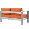 Modway Shore Left-Arm Corner Sectional Outdoor Patio Aluminum Loveseat in Silver NavyModway Shore Left-Arm Corner Sectional Outdoor Patio Aluminum Loveseat in Silver Orange - Back Side Angle