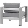 Modway Shore Outdoor Patio Aluminum Armchair - Silver Gray - Back Side Angle - Modway Shore Outdoor Patio Aluminum Armchair - Silver Gray - Back Side Angle