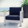 Modway Shore Outdoor Patio Aluminum Armchair - Silver Navy - Lifestyle