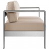 Modway Shore Outdoor Patio Aluminum Loveseat - Silver Beige - Side Angle