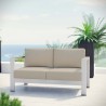 Modway Shore Outdoor Patio Aluminum Loveseat - Silver Beige - Lifestyle