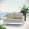 Modway Shore Outdoor Patio Aluminum Loveseat - Silver Beige - Lifestyle - Modway Shore Outdoor Patio Aluminum Loveseat - Silver Beige - Lifestyle