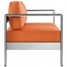 Modway Shore Outdoor Patio Aluminum Loveseat - Silver Orange - Side Angle