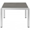 Modway Shore Outdoor Patio Aluminum Coffee Table - Silver Gray - Side Angle