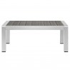 Modway Shore Outdoor Patio Aluminum Coffee Table - Silver Gray - Front Angle