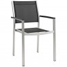 Modway Shore Outdoor Patio Aluminum Dining Chair in Silver Black - Front Side Angle