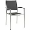 Modway Shore Outdoor Patio Aluminum Dining Chair in Silver Black - Front Side Angle - Modway Shore Outdoor Patio Aluminum Dining Chair in Silver Black - Front Side Angle