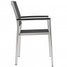 Modway Shore Outdoor Patio Aluminum Dining Chair in Silver Black - Side Angle