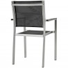 Modway Shore Outdoor Patio Aluminum Dining Chair in Silver Black - Back Side Angle