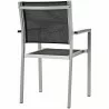 Modway Shore Outdoor Patio Aluminum Dining Chair in Silver Black - Back Side Angle - Modway Shore Outdoor Patio Aluminum Dining Chair in Silver Black - Back Side Angle