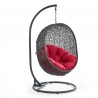 Modway Hide Outdoor Patio Swing Chair With Stand in Gray Red - Front Side View