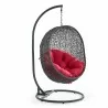 Modway Hide Outdoor Patio Swing Chair With Stand in Gray Red - Front Side View - Modway Hide Outdoor Patio Swing Chair With Stand in Gray Red - Front Side View