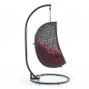Modway Hide Outdoor Patio Swing Chair With Stand in Gray Red - Side Angle