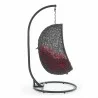 Modway Hide Outdoor Patio Swing Chair With Stand in Gray Red - Side Angle - Modway Hide Outdoor Patio Swing Chair With Stand in Gray Red - Side Angle