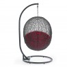 Modway Hide Outdoor Patio Swing Chair With Stand in Gray Red - Back Angle