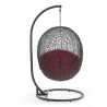 Modway Hide Outdoor Patio Swing Chair With Stand in Gray Red - Back Angle - Modway Hide Outdoor Patio Swing Chair With Stand in Gray Red - Back Angle