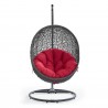 Modway Hide Outdoor Patio Swing Chair With Stand in Gray Red - Front Side Angle