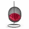 Modway Hide Outdoor Patio Swing Chair With Stand in Gray Red - Front Side Angle - Modway Hide Outdoor Patio Swing Chair With Stand in Gray Red - Front Side Angle