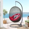 Modway Hide Outdoor Patio Swing Chair With Stand in Gray Red - Lifestyle