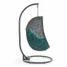 Modway Hide Outdoor Patio Swing Chair With Stand in Gray Turquoise - Side Angle - Modway Hide Outdoor Patio Swing Chair With Stand in Gray Turquoise - Side Angle
