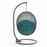 Modway Hide Outdoor Patio Swing Chair With Stand in Gray Turquoise - Back Angle - Modway Hide Outdoor Patio Swing Chair With Stand in Gray Turquoise - Back Angle