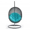 Modway Hide Outdoor Patio Swing Chair With Stand in Gray Turquoise - Front Side View
