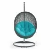 Modway Hide Outdoor Patio Swing Chair With Stand in Gray Turquoise - Front Side View - Modway Hide Outdoor Patio Swing Chair With Stand in Gray Turquoise - Front Side View