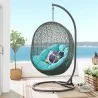 Modway Hide Outdoor Patio Swing Chair With Stand in Gray Turquoise - Lifestyle - Modway Hide Outdoor Patio Swing Chair With Stand in Gray Turquoise - Lifestyle