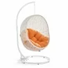 Modway Hide Outdoor Patio Swing Chair With Stand in White Orange - Front Side Angle - Modway Hide Outdoor Patio Swing Chair With Stand in White Orange - Front Side Angle