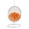 Modway Hide Outdoor Patio Swing Chair With Stand in White Orange - Front Angle
