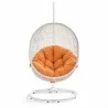 Modway Hide Outdoor Patio Swing Chair With Stand in White Orange - Front Angle - Modway Hide Outdoor Patio Swing Chair With Stand in White Orange - Front Angle
