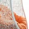 Modway Hide Outdoor Patio Swing Chair With Stand in White Orange - Seat Closeup Angle