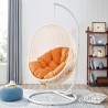 Modway Hide Outdoor Patio Swing Chair With Stand in White Orange - Lifestyle
