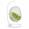 Modway Hide Outdoor Patio Swing Chair With Stand in White Peridot - Front Side Angle - Modway Hide Outdoor Patio Swing Chair With Stand in White Peridot - Front Side Angle