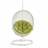 Modway Hide Outdoor Patio Swing Chair With Stand in White Peridot - Front Angle - Modway Hide Outdoor Patio Swing Chair With Stand in White Peridot - Front Angle