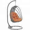 Modway Whisk Outdoor Patio Swing Chair With Stand in Orange - Front Side Angle