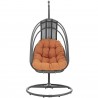 Modway Whisk Outdoor Patio Swing Chair With Stand in Orange - Front  Angle