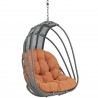 Modway Whisk Outdoor Patio Swing Chair With Stand in Orange - Front Side Closeup Angle