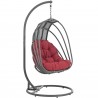 Modway Whisk Outdoor Patio Swing Chair With Stand in Red - Front Side Angle