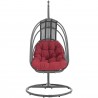 Modway Whisk Outdoor Patio Swing Chair With Stand in Red - Front Angle