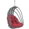 Modway Whisk Outdoor Patio Swing Chair With Stand in Red - Front Side Closeup Angle