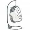 Modway Whisk Outdoor Patio Swing Chair With Stand in White - Front Side Angle